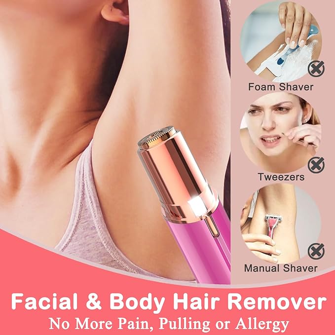 Facial Hair Remover for Women - Removal Shaver for Women - USB Rechargeable Lady Face Razor Trimmer for Face Lips Chin Peach Fuzz Arms Legs and Bikini Line-Velvo Beauty