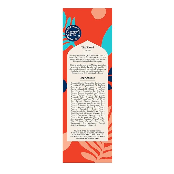 Fable and Mane Hair Oil - HoliRoots Strengthening Serum for Damaged, Frizzy Hair with Ashwagandha, Castor Oil & Scalp Treatment - 1.8FL oz-Velvo Beauty