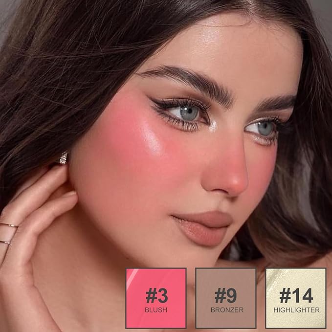 3Pcs Liquid Contour Makeup Trio with Bronzer Shade, Blush, Highlighter for Sculpted Makeup, Matte Finish Liquid Contour Set Easy to Create a Lightweight Look, Longwear Waterproof Formula (4, 7, 12)-Velvo Beauty