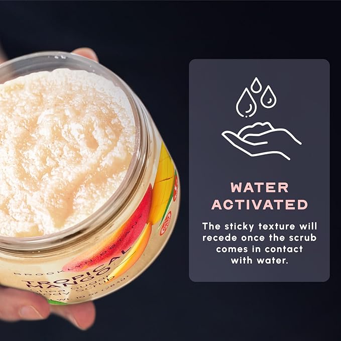 Brooklyn Botany Tropical Mango Shea Sugar Scrub for Body 10 oz – Deeply Hydrating and Gently Exfoliating Body Scrub for Women and Men - Made with Jojoba Beads-Velvo Beauty