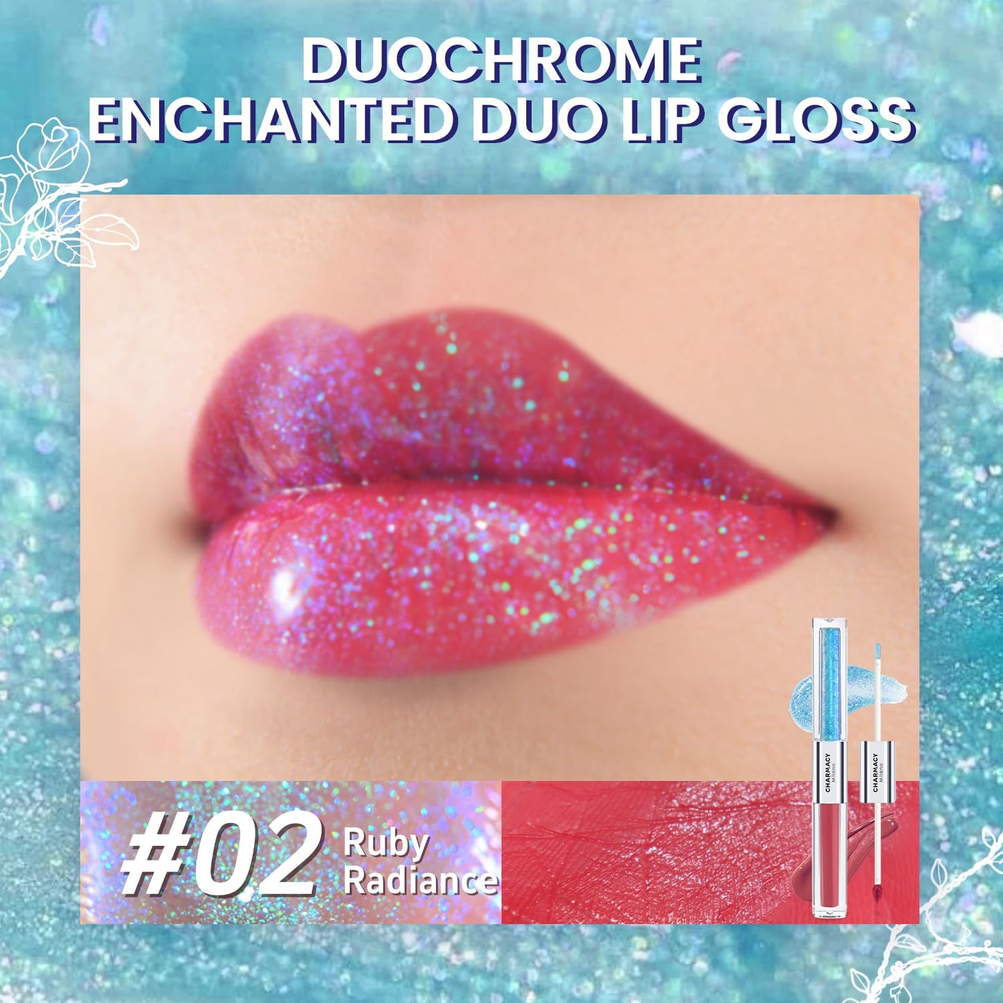 CHARMACY Multichrome Double Head Non-Stick Lip Gloss, Metallic Colourful Lip Glaze, Anti-transfer, Long Lasting Waterproof Liquid Lipstick Makeup (#02)-Velvo Beauty