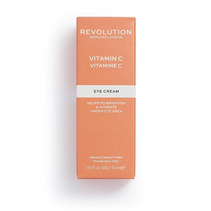 Revolution Skincare Vitamin C Brightening Eye Cream, Reduce Dark Circles, Illuminate & Hydrate The Under Eye,Vegan & Cruelty Free, 0.5fl.oz/15ml-Velvo Beauty