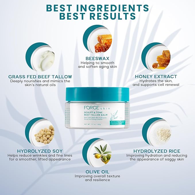 Original Sculpt & Tone Balm Beef Tallow for Skin Women |Grass Fed Beef Tallow and Honey Balm for Face | Under Eye Firming Cream Tightening Lifting Sagging Skin Beef Tallow Moisturizer-Velvo Beauty