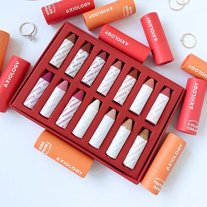Axiology Multi Stick Crayons For Eyes, Lips, Cheeks Gift Set 14 Balmies - Creamy Buildable Lightweight Moisturizing Blush Face Sticks Contour & Highlighter All Day Wear Face Makeup (Super Fan Pack)-Velvo Beauty