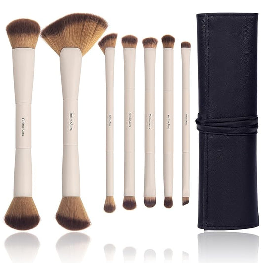 Makeup Brushes, Dual End Makeup Brush Set 7 Pcs, Foundation Contour Powder Concealer Eye Shadows Blush Make Up Brushes, Travel Gift Set, Cruelty-Free-Velvo Beauty