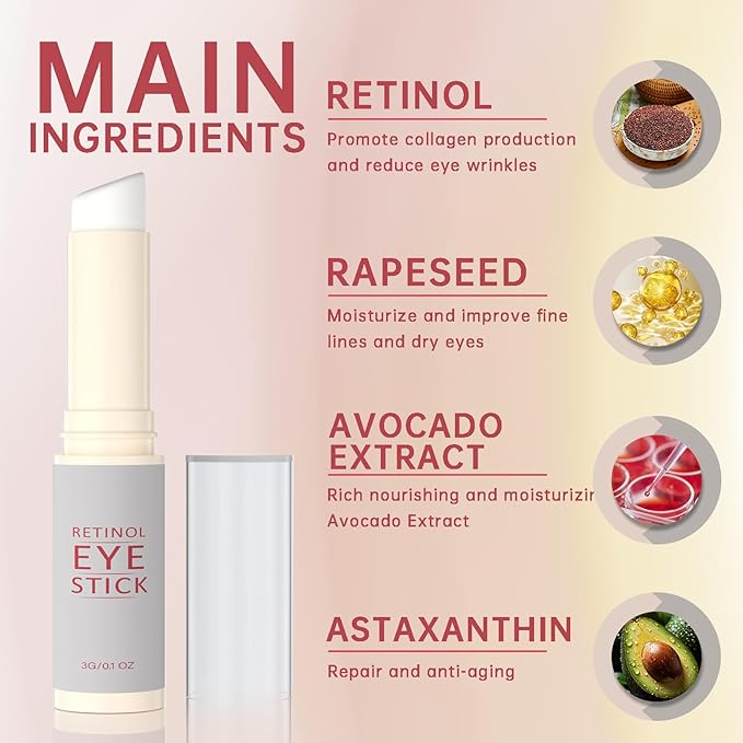 1Pcs Retinol Eye Stick, Retinol Under Eye Cream for Puffiness and Dark Circles, Hydrating Eye Cream Anti Aging for Enhanced Under Eye Nourishment.-Velvo Beauty