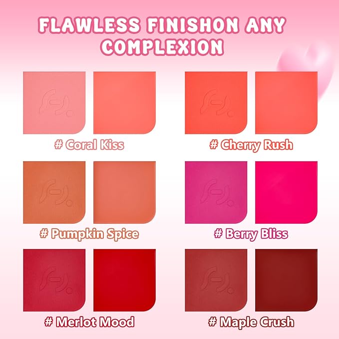 Blush Palette Duo – Cream & Powder Blush Set in Classic Red, Long-Wearing & Moisturizing, Easy to Blend, Radiant Coverage for Cheeks, Eyes & Lips, Magnetic Palette Compatible (2Pack,Merlot Mood)-Velvo Beauty