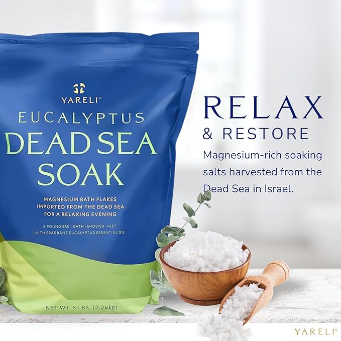 Magnesium Flakes, 5lb Eucalyptus, Dead Sea Bath and Foot Soak, Alternative to Epsom Salt with Over 250,000mg of Magnesium Chloride Per Bag-Velvo Beauty