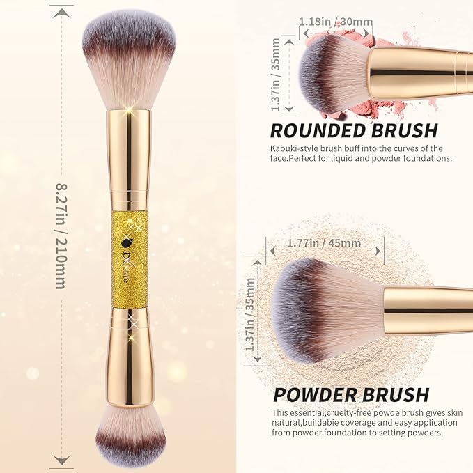 DUcare Foundation Powder Brush Double Ended Blush Makeup Brushes, Duo Bronzer Blush ideal for cream or powder-Velvo Beauty