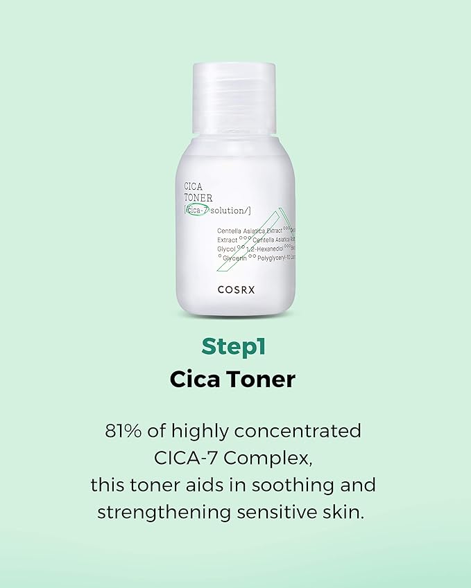 COSRX CICA Relief Kit | Toner, Serum, Cream with Centella Asiatica | Sensitive Skin, Soothing, Moisturizing | Travel Size Set, Gift Set, Korean Skincare, Not Tested on Animals, Paraben Free-Velvo Beauty