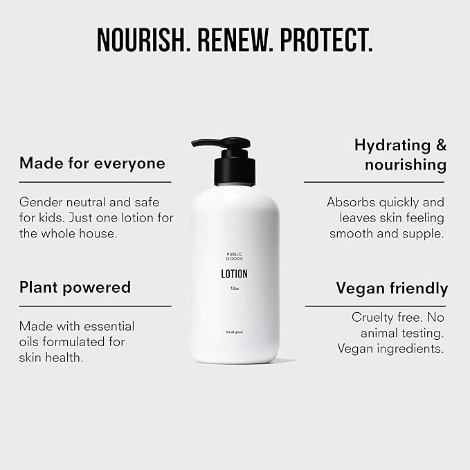 Public Goods Body & Hand Lotion for Women & Men | Natural Moisturizing Daily Lotion for Dry & Itchy Skin | Paraben & Sulfate Free | Made with Organic Essential Oils | Made in Canada | 12 Fl Oz Bottle-Velvo Beauty