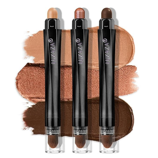 Classic 3PCS Neutral Eyeshadow Stick Makeup Set, Metallic Shimmer Matte Cream Eye Shadow Eyeliner Brightener Pencil Crayon - J2-Velvo Beauty