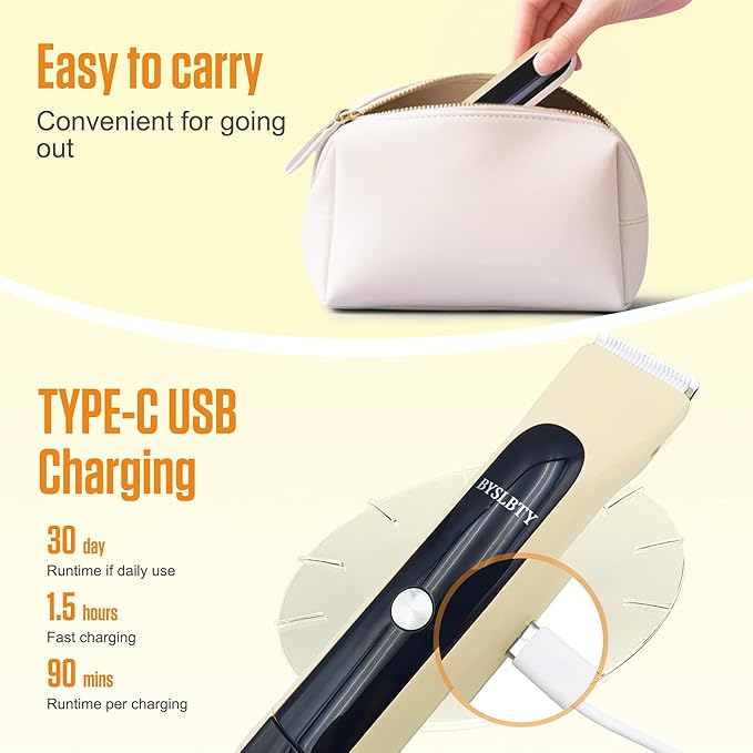 2 in 1 Bikini Trimmer for Women Dual Head Electric Shaver with LED Display,IPX7 Waterproof Wet & Dry, Painless Shaver for Underarm Leg Arm Body Face Private Area Khaki-Velvo Beauty