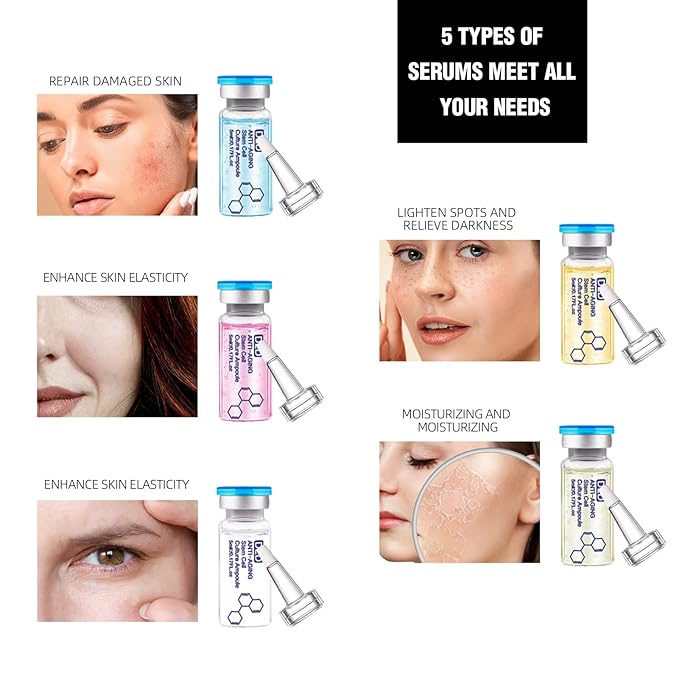 BB Facial Glow Starter Kit Facial Pigment Serum Treatment Kit,Anti-Aging Serum Pigments Set for Micro-needling Skin Treatment 10 Vials 5ml Hyaluronic Acid Ampoule foundation Essence Skin-Velvo Beauty