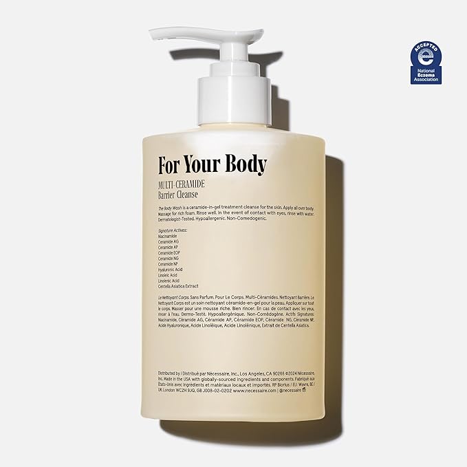 Nécessaire The Body Wash Fragrance-Free. Natural Body Wash for Women + Men. Barrier Cleanse. Multi-Ceramide Gel Cleanser, 16.9 Fl Oz.-Velvo Beauty