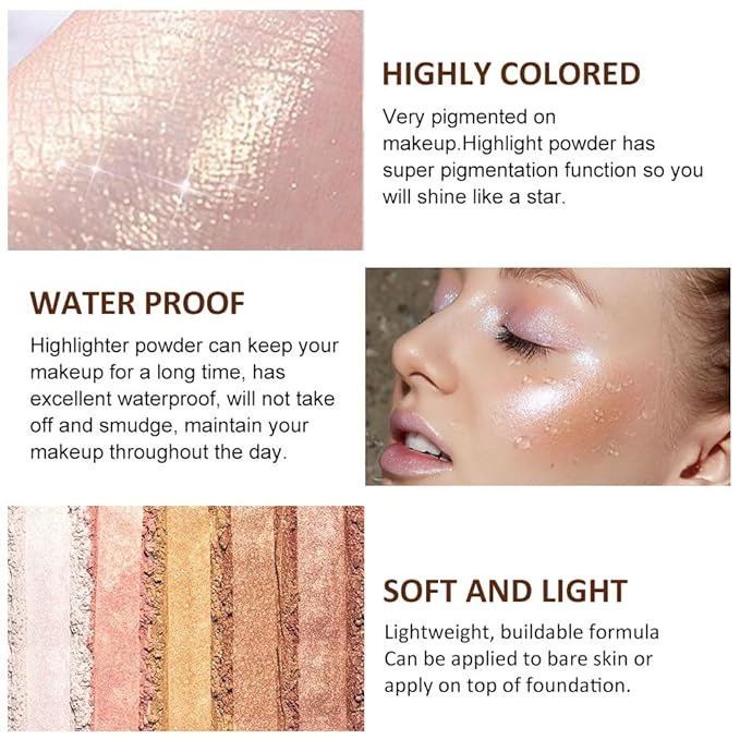 6 Colors Face Highlighter Makeup Palette iluminadores de maquillaje profesional luminizers Cheek Diamond Shimmer Stick Glitter Bronzer and Highlighter Palette makeup illuminators highlighters for face-Velvo Beauty