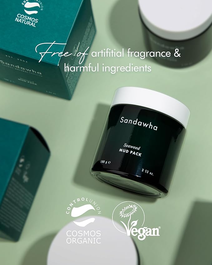 SKINCURE Vegan Seaweed Mud Mask, Korean skincare Blackhead Remover Clay Mask for Pore Cleansing with Kaolin & Bentonite, Oil Control & Gentle Exfoliation, 3.5oz-Velvo Beauty