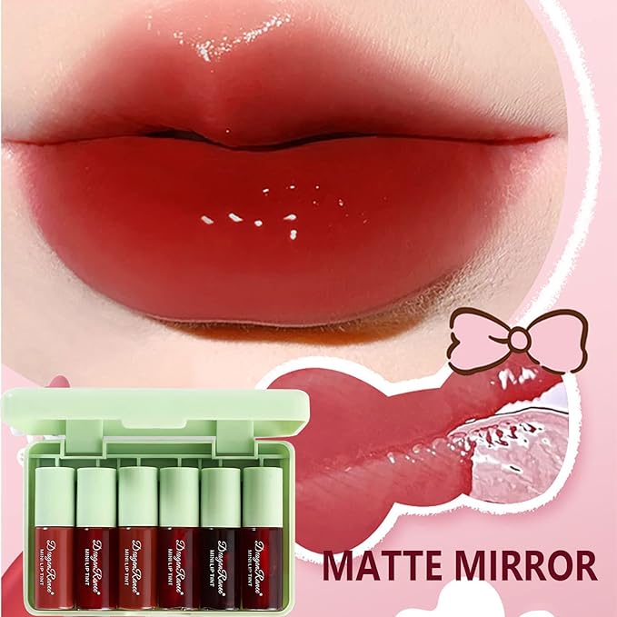 Miniling 6-Color Korean Lip Tint Set - Watery, Velvet Matte Lipsticks for Lips and Cheeks - Long-Lasting, Non-Stick, Shimmery-Velvo Beauty