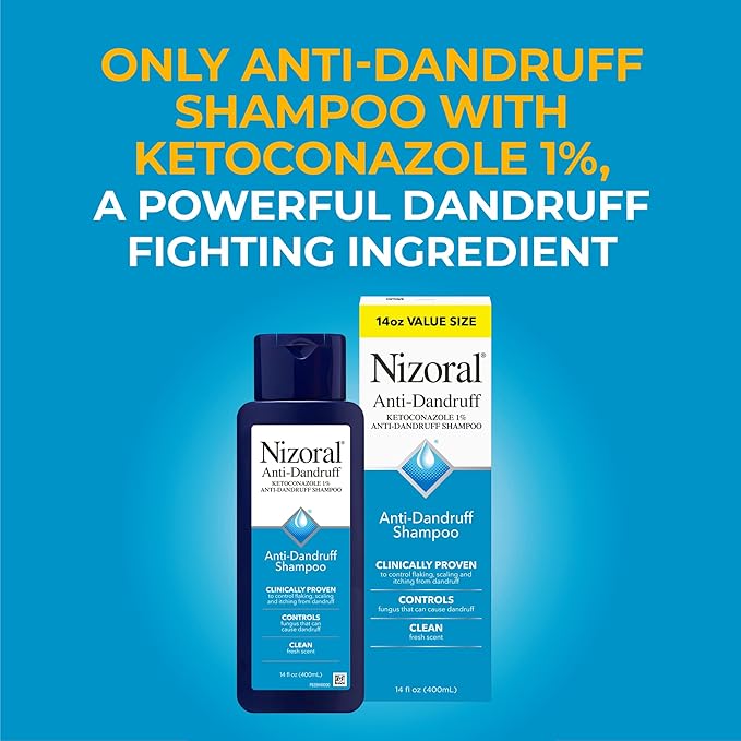 Nizoral Anti-Dandruff Shampoo with 1% Ketoconazole, Fresh Scent, 14 Fl Oz-Velvo Beauty