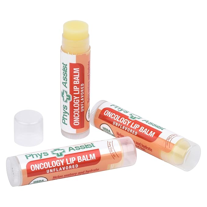PhysAssist Oncology Lip Balm USDA Organic Unflavored Moisturize, Hydrate & Protect Dry parched lips during Chemo or Radio USDA Organic. 3 Pack-Velvo Beauty