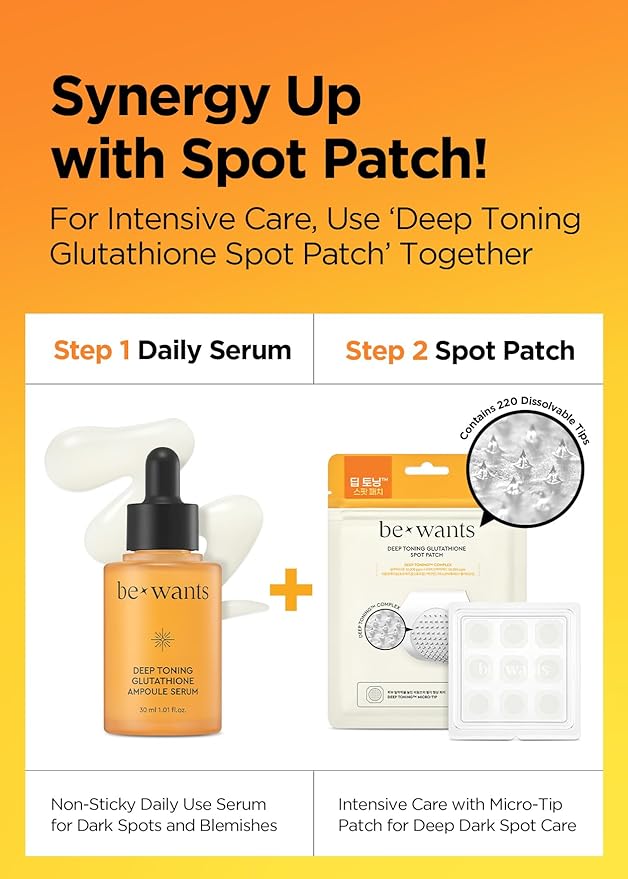 Bewants Skin Brightening Glutathione Serum, Deep Toning Complex for Even Skin Tone, with Vitamin C, Niacinamide 50,000ppm, and Dark Spot care, 1.01 fl oz (1 Pack)-Velvo Beauty