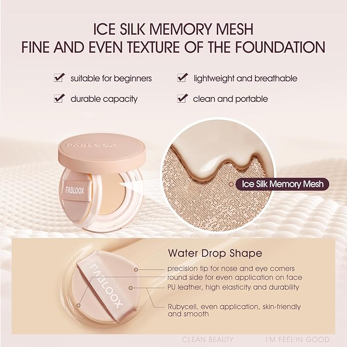 Cellglow Pro Lasting Cushion Foundation, Brighten Skin Skincare Foundation Cushion Natural Coverage Nourishing Makeup, Breathable and Lightweight, Vegan, Warm Vanilla, Refill not Included-Velvo Beauty