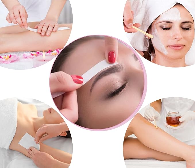 Mibly 4 Style 400 Pcs Assorted Wooden Wax Sticks for Body Legs Face and Small Medium Large Sizes Eyebrow Waxing Applicator Spatulas for (400 Piece Set)-Velvo Beauty