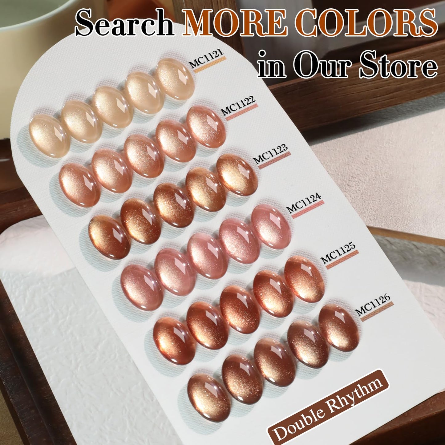 Double Rhythm 15ML Ice Glass Cat Eye Gel Polish with Magnet Holographic Glitter Shimmer Translucent Sheer Color Salon Soak Off Magnetic Nail at Home (Brown Tan-MC1125)-Velvo Beauty