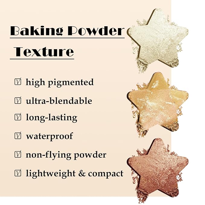 Boobeen 3 Colors Baked Shimmer Highlight & Blush Palette, Powder Palette Facial Bronzers Illuminator Makeup Palette, Lightweight Highlighter Blusher Contour for Cheeks, Lasting Natural Glowing-Velvo Beauty