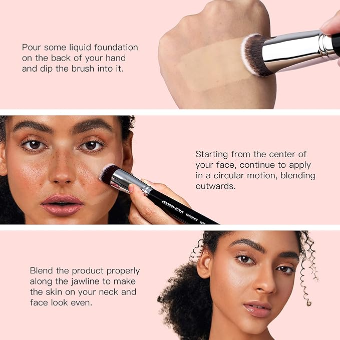 Flat Top Kabuki Foundation Brush, EIGSHOW Premium Makeup Brush for Liquid, Cream, and Powder - Blending, Buffing, Stippling, Flawless Application (F624)-Velvo Beauty