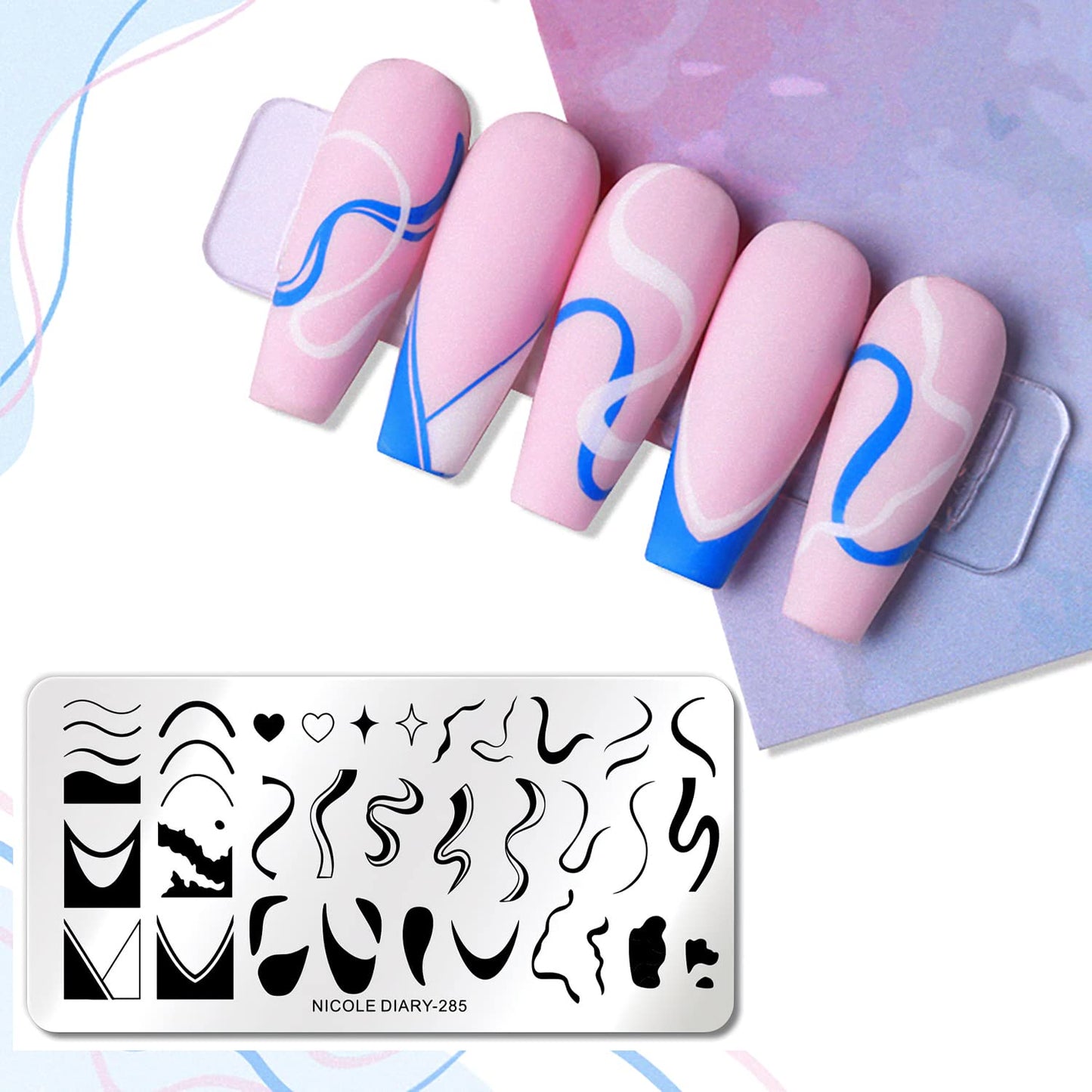 1 Pcs French Nail Stamping Plates Wavy Striped Tip Nail Stamp Template Heart Nail Design Stencil-Velvo Beauty