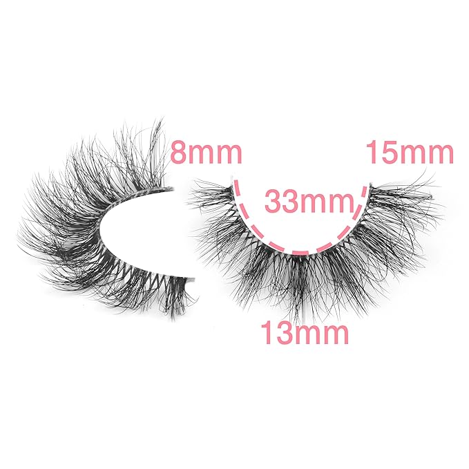 FANXITON Mink Lashes with Clear Band 15 MM 10 Pairs Cat-Eye Lashes Natural Look False Eyelashes Pack Wispy Eyelashes 3D Faux Mink Eyelashes-Velvo Beauty