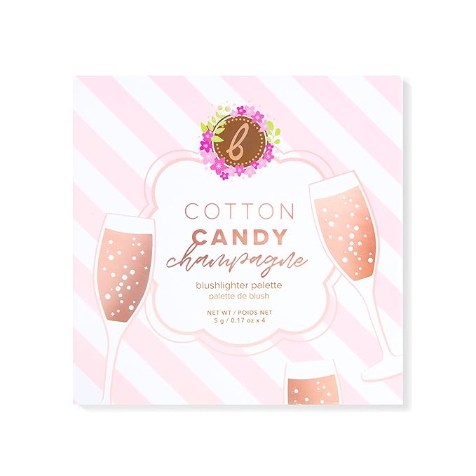 Beauty Bakerie Cotton Candy Champagne Blush Makeup Palette, Long Lasting Pigment, Matte and Metallic Highlighter Makeup, 4 Highlight Shades-Velvo Beauty