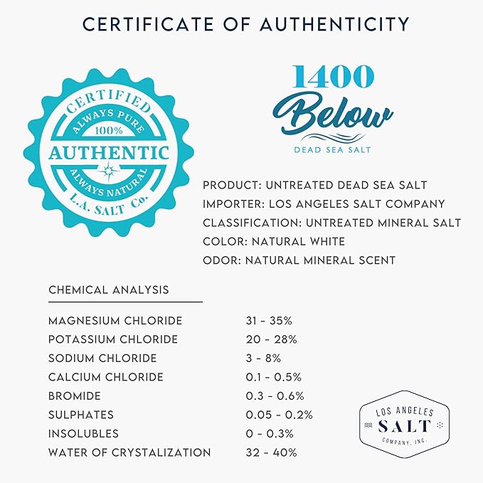 LA Salt Co.'s 100% Pure and Natural Dead Sea Salt Bulk 55 lb bag, Fine Grain-Velvo Beauty