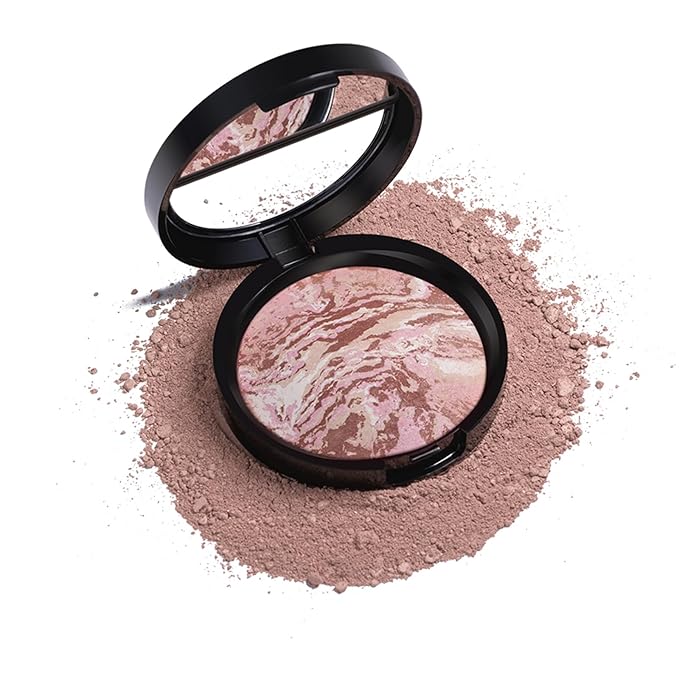 Baked Powder Contour Makeup, Brighten Bronzer Powder, Highlighter Bronzer Glow Palette, Cruelty Free Shimmer Bronzing Powder to Use For Contour Make up, Natural Finish & Easy to Use #001-Velvo Beauty
