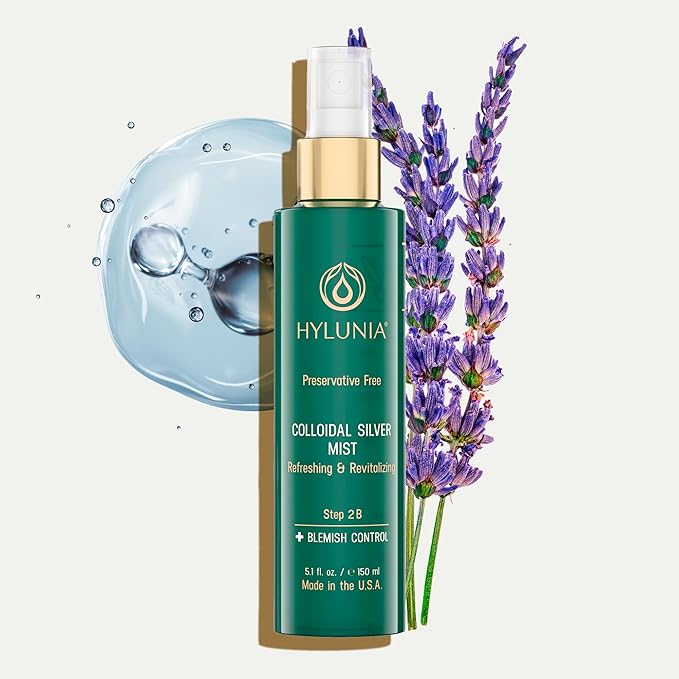 Hylunia Colloidal Silver Mist Toner 5.1 fl. oz. – Hydrating Versatile Toner for Acne-Prone Inflamed Skin | Infused with Colloidal Silver & Lavender for Glowing Skin Cuts & Burns, Body-Refresher-Velvo Beauty
