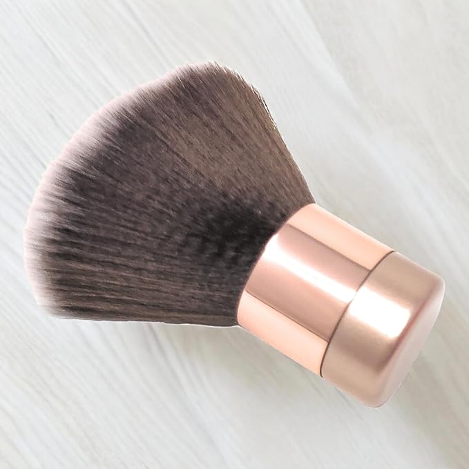 Luxurious and Large Soft Fluffy Powder Brush, Use as a Spray Tan Finishing Tool, Multipurpose Face and Body Barber and Beauty Tool, Large Kabuki Brush by BevyGold (Rosegold)-Velvo Beauty