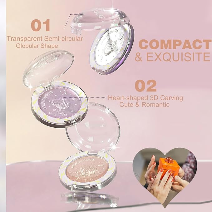 Glitter Sparkly Face Highlighter Makeup Palette Shimmer Radiant Glow Illuminator Iluminadores de Maquillaje 6g (01 Diamond Shine)-Velvo Beauty