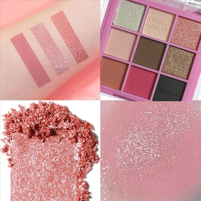 Eyeshadow Palette Makeup- 9 Colors Pink Bown Black Smoking Eyeshadow Palette Matte Shimmer Eye Shadow palettes Highly Pigmented Naturing-Looking Long Lasting (19#)-Velvo Beauty