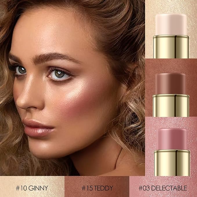 3 Pcs NEUTRAL Contour Stick Set,Cream Blush & Highlighter Bronzer Pen,Long Lasting & Smooth Natural Face Contouring Illuminator,Professional Makeup Kit for All Skin-Velvo Beauty