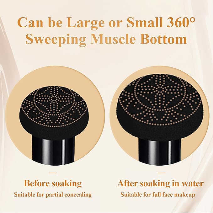 Mushroom Head Air Cushion CC Cream Foundation - Moisturizing & Long-Lasting BB Cream Concealer Makeup Base for All Skin Types, Brighten Long - Lasting Even Color Correcting Concealer (Buff Beige)-Velvo Beauty