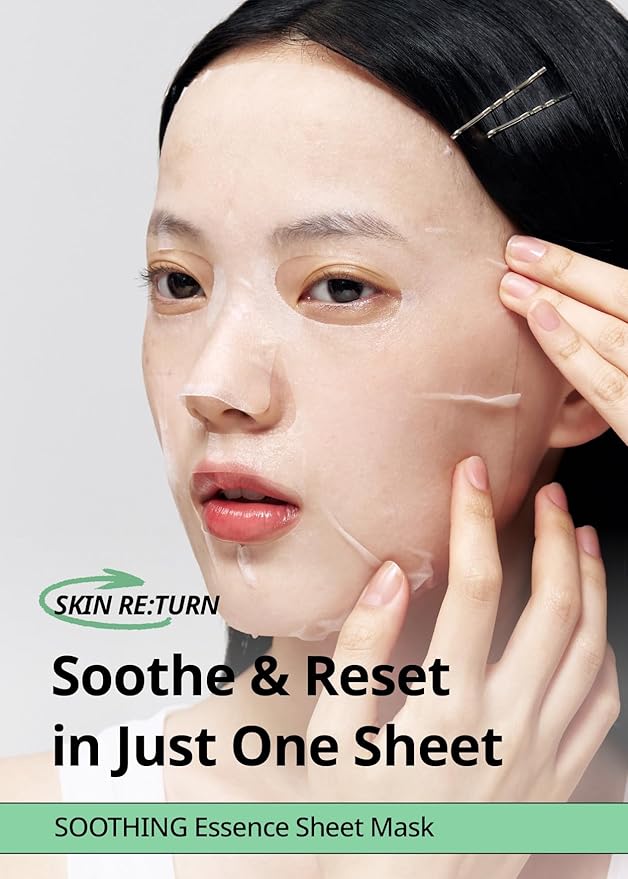 SNP Skin Return Soothing Essence Sheet Mask | Moisturizing and Hydrating for All Skin Types | Vegan Sheet Masks with Tea Tree Extract | Korean Face Masks Skincare | Facial Mask | 10 Sheets-Velvo Beauty