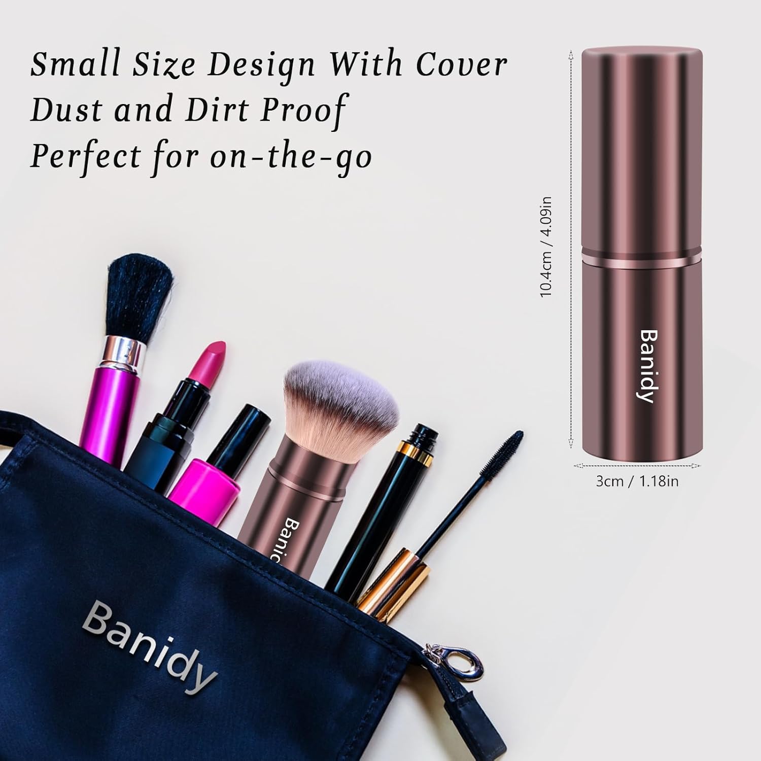 Makeup Brush Kabuki Face Brushes Retractable Travel Blush Brush Portable Flawless for Foundation, Powder Blush, Bronzer, Buffing, Liquid, Cream, Cruelty Free with Cover(Round-Head)-Velvo Beauty