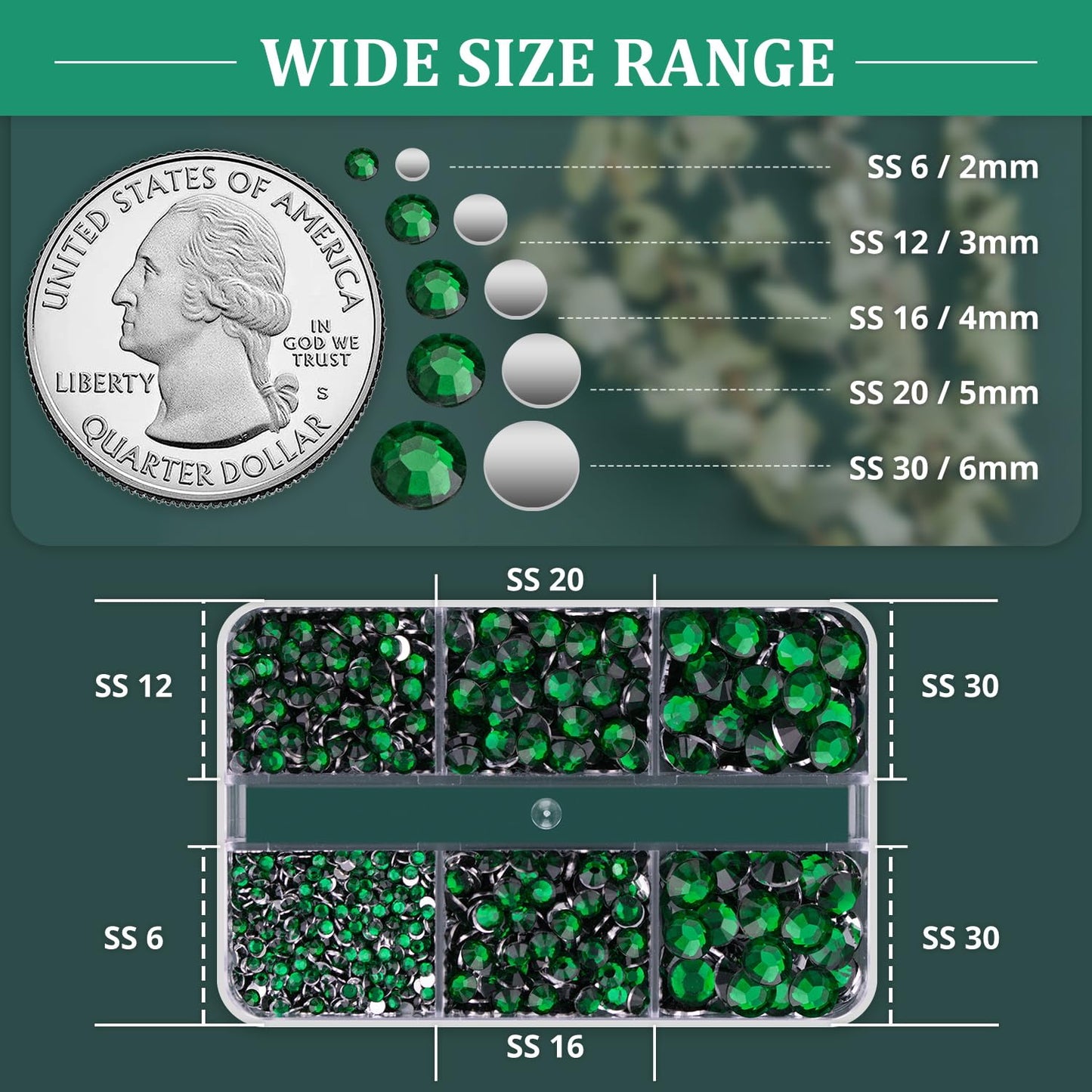 Resin Rhinestones for Crafting, 1 Box Dark Green Multi Sizes Flatback Bedazzling Crystals for Crafts Nail Art Deco, Non Hotfix Gems Charms for Tumbler Shoes Clothing Fabric Face Makeup-Velvo Beauty