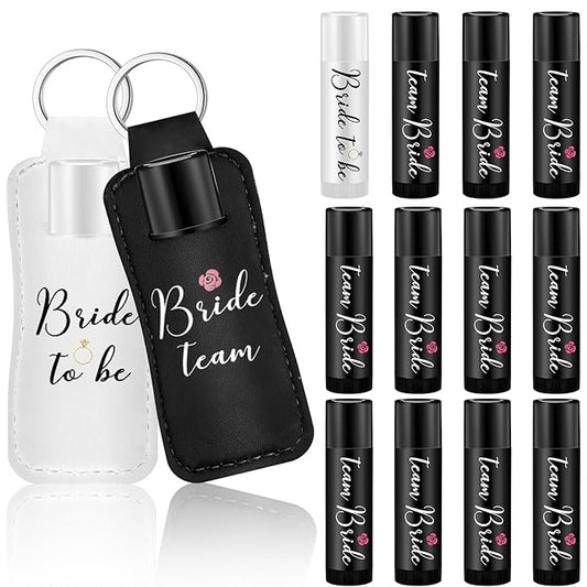 24 Pack Bachelorette Party Favor Lip Balm Set Team Bride Lip balm with Lipstick Holder Keychain Bride to be Lip balm Bridal Shower Proposal Gifts for Wedding Party Favors(White, Black)-Velvo Beauty