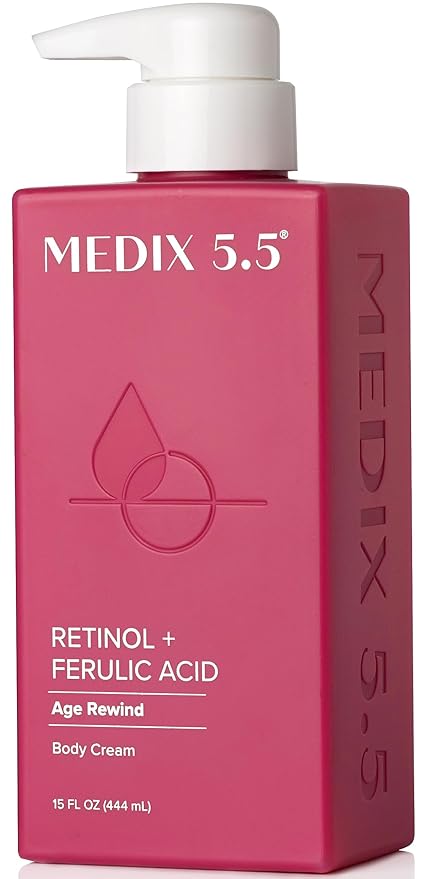 Medix 5.5 Retinol Body Lotion Firming Moisturizer | Crepey Skincare Treatment | Retinol Body Cream | Anti Aging Firming Cream For Women Targets Look Of Crepe Skin, Wrinkles, & Sagging Skin, 15 Fl Oz-Velvo Beauty