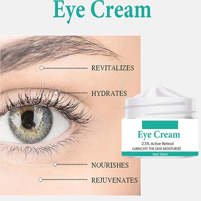 Eye Cream with 2.5% Active Retinol Anti Puffiness Caffeine Under Eye Cream Collagen Deep Moisturizing Anti Wrinkle Reduce Fine Lines Improve Dark Circles Anti Aging-Velvo Beauty