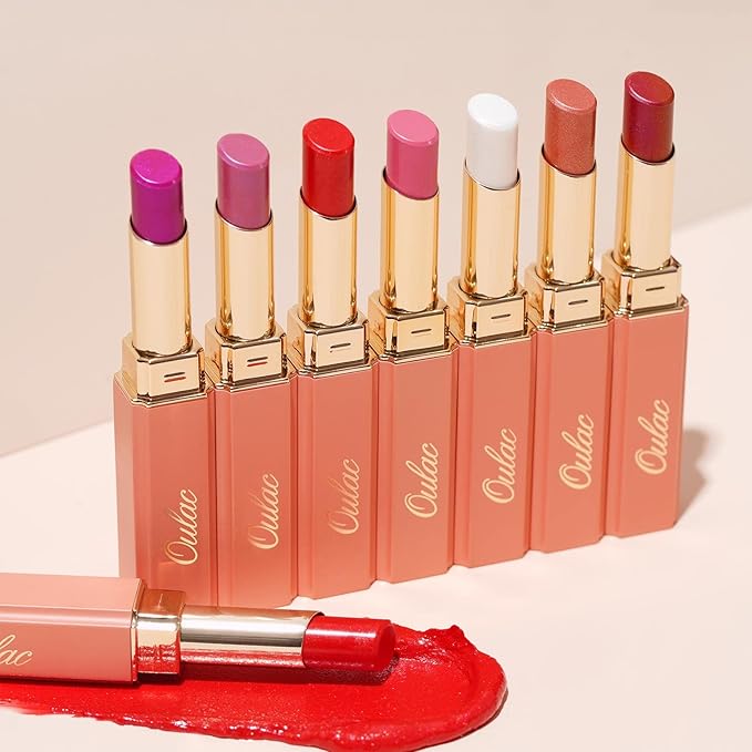 Oulac Moisture Mauve Pink Lip Gloss - 2 in 1 Shimmer Lipstick & Lip Balm, Long Lasting Hydrating, Juicy & Glossy finish, Smooth for Dry, Cracked and Chapped Lips, Vegan 2.2g/0.07oz (S04)-Velvo Beauty