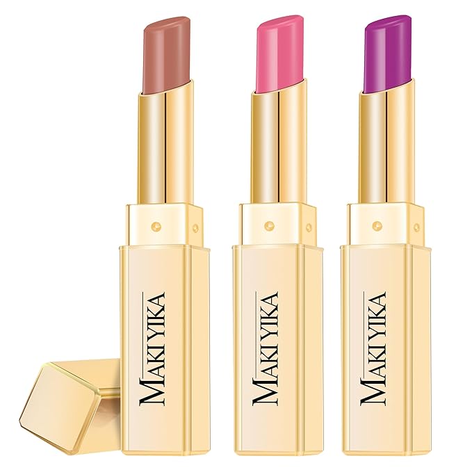 3Pc Moisture Lipsticks for Women Nude Pink Purple Lipstick Hydrate Tinted Lip Balm for Dry Cracked Lips Glossy Lip Color, MA55/62/65-Velvo Beauty