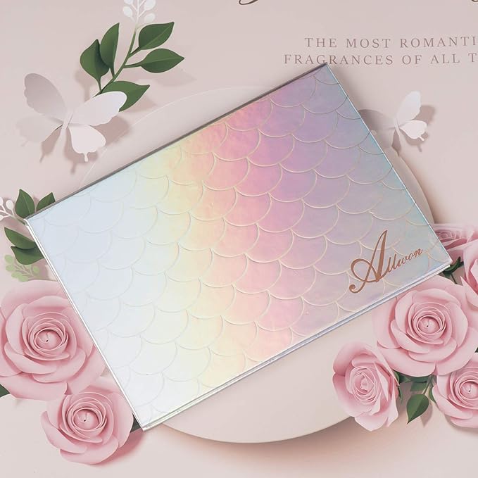 Magnetic Palette Mermaid Empty Makeup Palette with Mirror and 30Pcs Adhesive Empty Palette Metal Stickers for Eyeshadow Lipstick Blush Powder (Silver)-Velvo Beauty